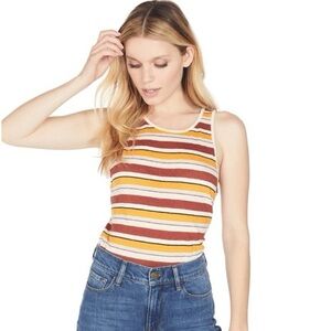 Frame Linen Striped Racerback Tank In Sunrise Multi NWT